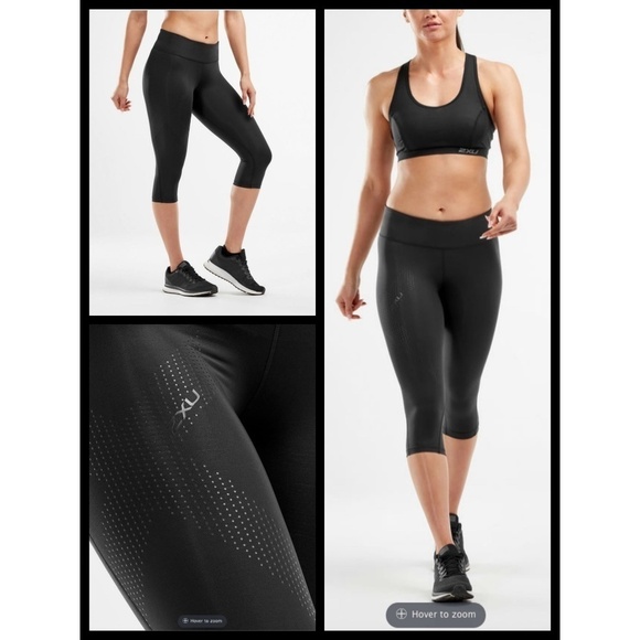 💕2XU💕 Dot Logo Mid-Rise 3/4 Compression Pants Black Medium M NWT - Picture 1 of 7